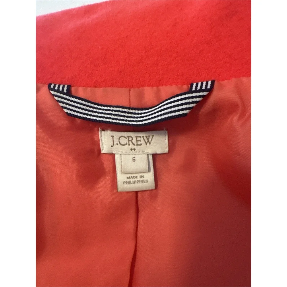 J.CREW‎ Peacoat "City Coat" Cocoon Stadium Jacket Zip Orange Womens Size 6 - Picture 6 of 10